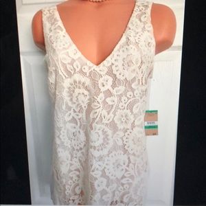 Rachel Roy lace front V-neck tank